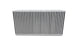 Vibrant vertical flow intercooler core with 22-inch width, 11-inch height, and 6-inch thickness showing fins and metal construction.