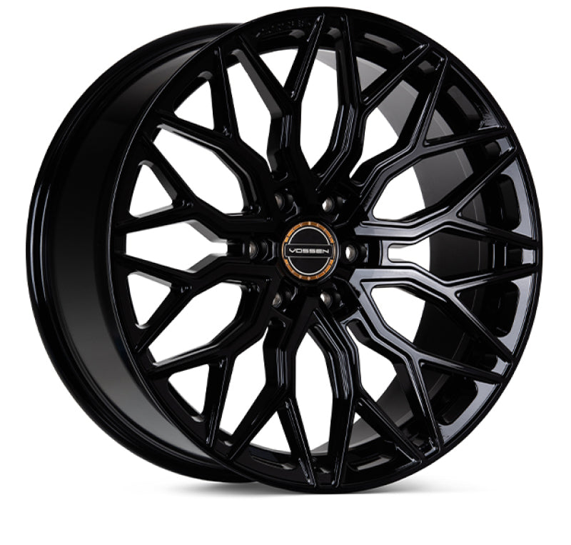 Vossen HF6-3 22-inch gloss black forged wheel with deep face, 6x135 bolt pattern, ET20 offset, and 87.1 bore.