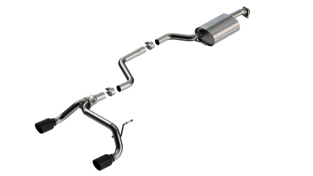 Borla catback exhaust with black chrome tips for Suzuki Jimny 1.4L 4WD 2-door models, featuring sleek stainless steel design.