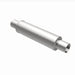 MagnaFlow Mag SS muffler with 14x4x4 inch size and 2.5x2.5 inch inlet and outlet pipes, showing the stainless steel construction.