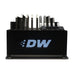 DeatschWerks VB40AX2 dual fuel pump with 40 Amp voltage booster, compact automotive fuel pump for enhanced performance.