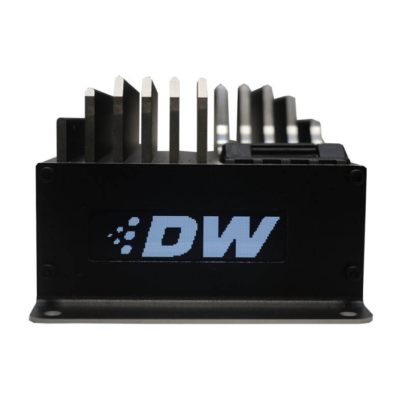 DeatschWerks VB40AX2 dual fuel pump with 40 Amp voltage booster, compact automotive fuel pump for enhanced performance.