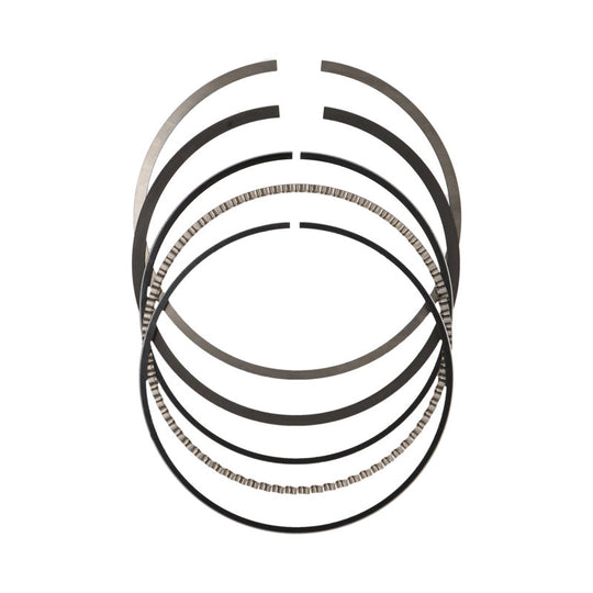 JE Pistons piston ring set with four rings, including 1.0, 2.0, and 3.189 sizes, displayed on a plain background.