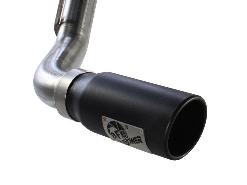 aFe MACHForce XP Catback exhaust with black tip for GM Silverado/Sierra 1500 2014 V-5.3/6.2L pickup truck, side view