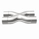 MagnaFlow Smooth Trans X 2.5/2.5 X pipe in stainless steel, showing the sleek, polished design for automotive exhaust systems.
