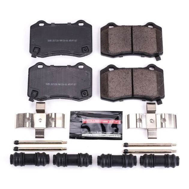 PowerStop Z23 Evolution Sport brake pads with hardware for rear of 2004-2007 Cadillac CTS, high-performance brake replacement