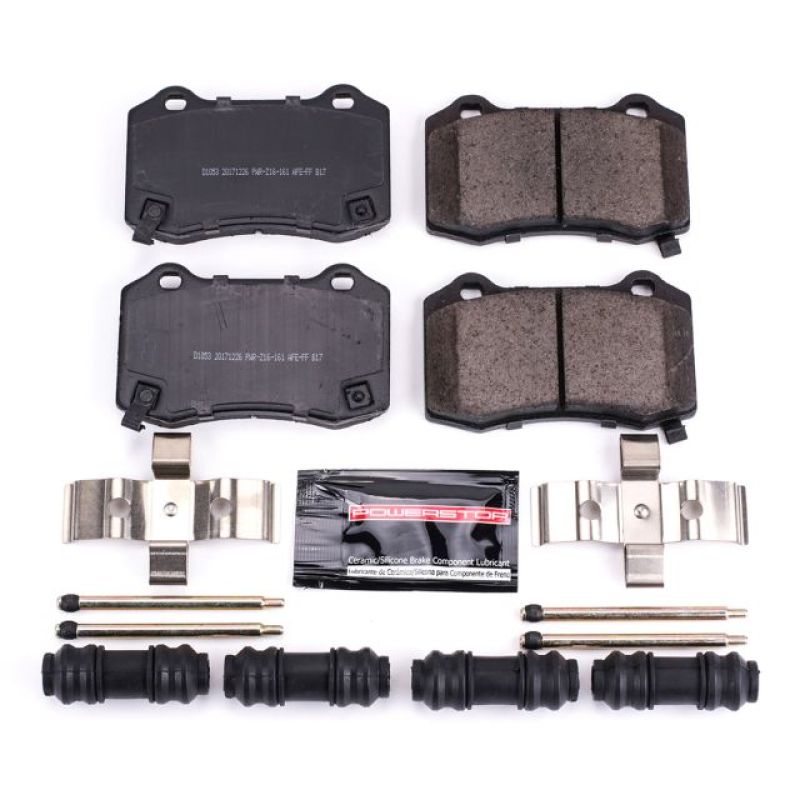 PowerStop Z23 Evolution Sport brake pads with hardware for rear of 2004-2007 Cadillac CTS, high-performance brake replacement