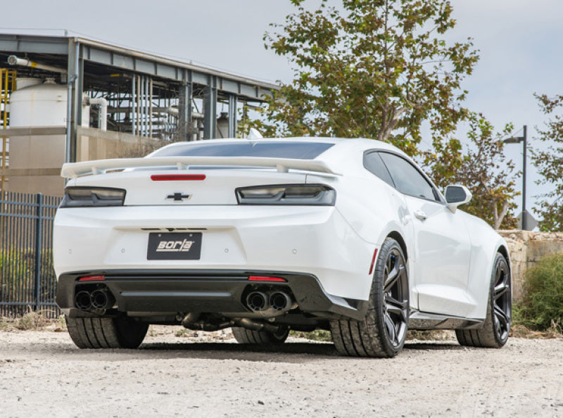 Borla catback exhaust system for 2017-2018 Chevrolet Camaro ZL1 6.2L V8 with dual mode valves and black CF finish