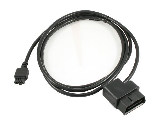 Innovate LM-2 OBD-II cable for gauge components, black cable with connector used for automotive diagnostics.