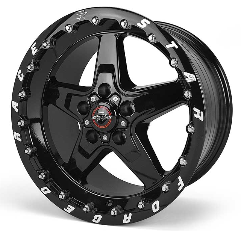 Race Star Drag Star Bracket Racer 17x10.5 wheel with single bead lock, gloss black finish, cast construction, 5x4.50 bolt pattern.