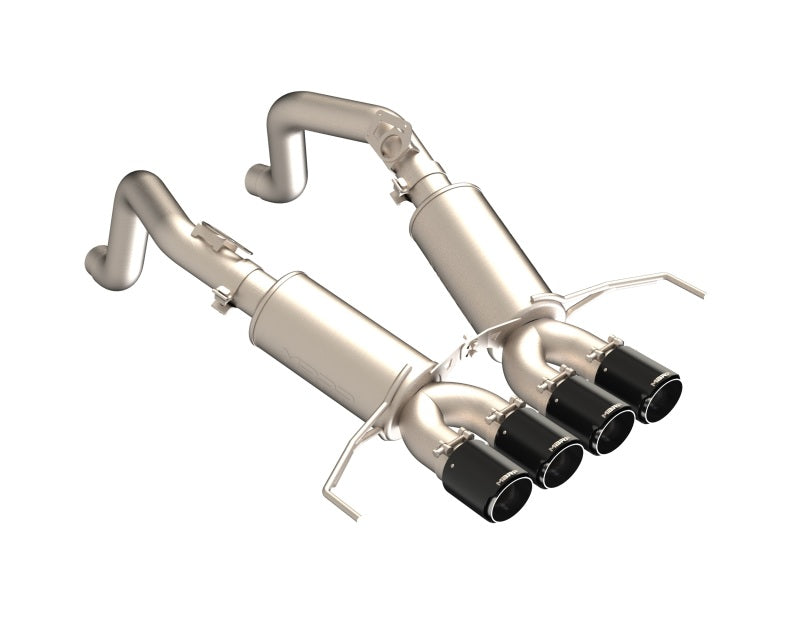 MBRP catback exhaust system with 3-inch dual split rear axle back and carbon fiber tips for Chevrolet Corvette 2014-2019