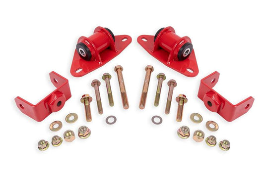 Red BMR Chevrolet Corvette engine mount kit for 2014-2019 models, featuring durable motor mounts for improved engine support.
