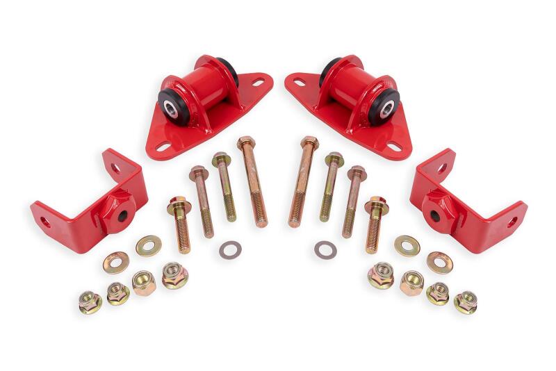 Red BMR Chevrolet Corvette engine mount kit for 2014-2019 models, featuring durable motor mounts for improved engine support.