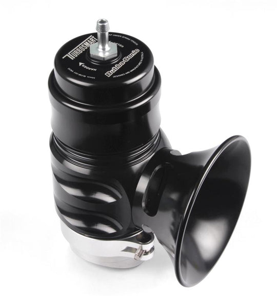 Turbosmart Universal Bubba Sonic BOV blow-off valve in black with silver accents, designed for turbocharged vehicles.