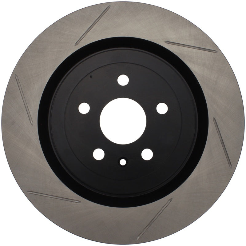 StopTech Power Slot Camaro SS rear right slotted brake rotor for 8-cylinder models, high-performance vehicle brake component