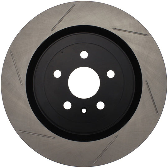 StopTech Power Slot Camaro SS rear right slotted brake rotor for 8-cylinder models, high-performance vehicle brake component