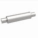 Magnaflow MagnaFlow muffler Mag SS 14x4x4 inch with 2.5x2.5 inch inlet and outlet pipes, metallic finish, and cylindrical shape.