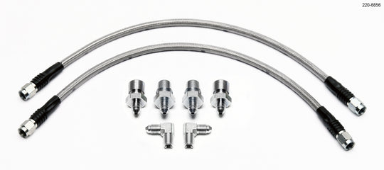 Wilwood Flexline Kit for 93-02 Camaro with Forged Dynalite rear caliper brake lines, featuring braided hoses and fittings.