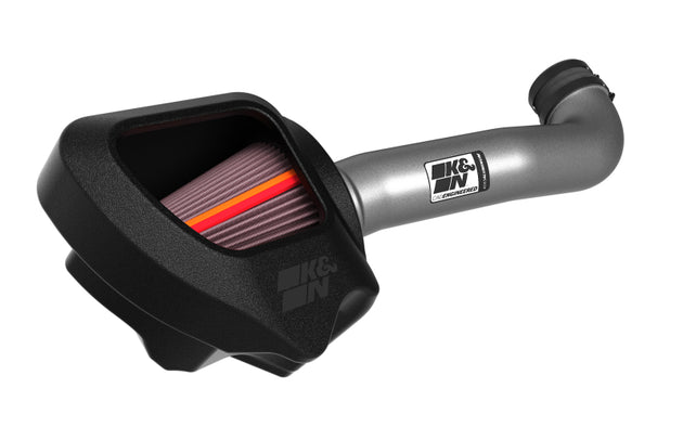 K&N Engineering Cold Air Intake for 2012-2018 Jeep Wrangler NextGen aluminum construction with air filter and intake tube.