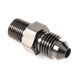 Snow Performance black 1/8in NPT to 4AN straight water fitting showing detailed fitting with black finish and threading.