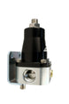 Aeromotive adjustable fuel pressure regulator with dual -6 inlets and single -6 return for EFI bypass systems, shown with fittings.