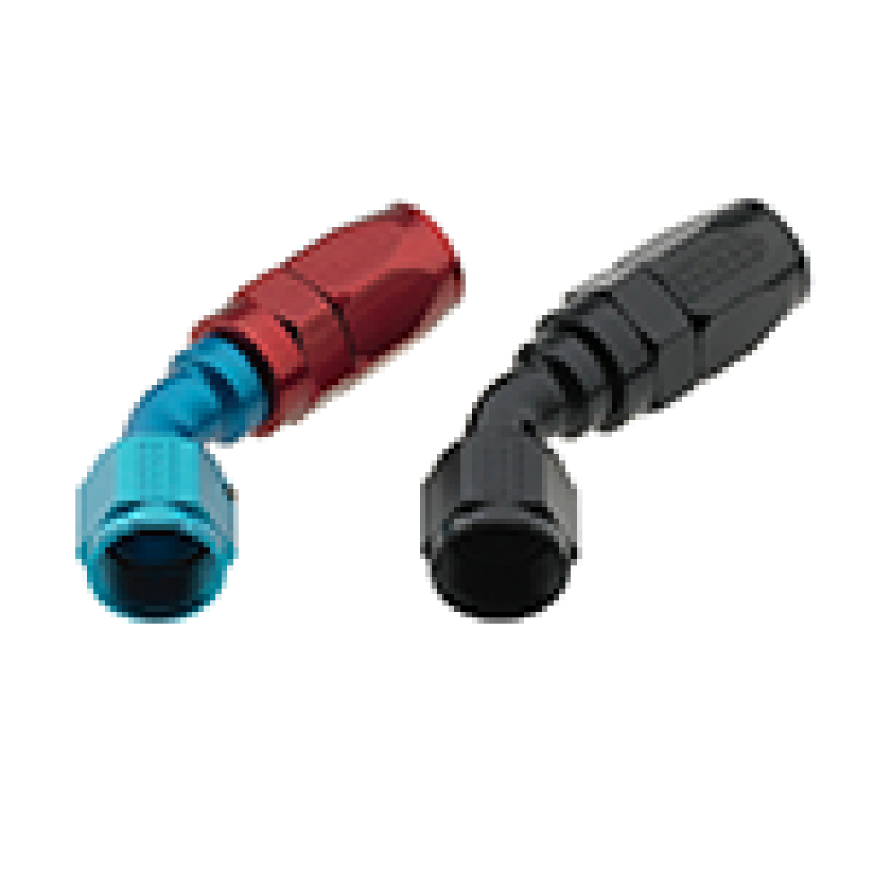Fragola -12AN 45° black Pro-Flow hose end fitting showing detailed black metal finish and angled design.