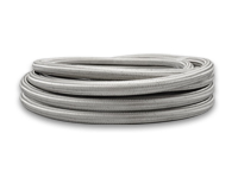 Vibrant SS braided flex hose with PTFE liner, -8 AN, 0.32-inch ID, 150ft roll, durable automotive fluid transfer hose.