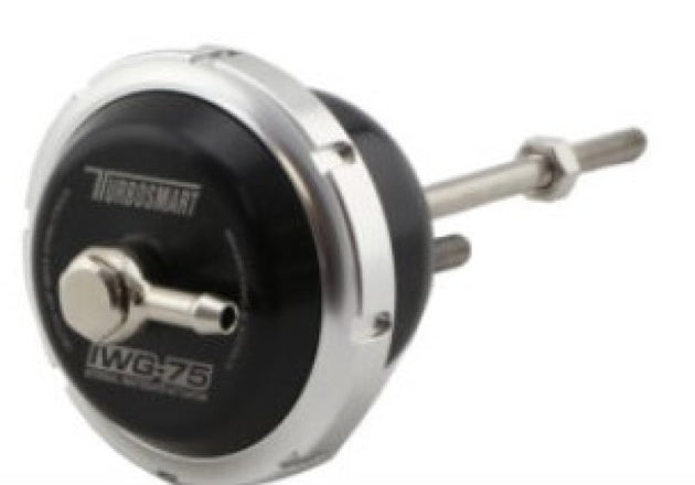 Turbosmart BOV Kompact EM Plumb Back VR15 blow off valve on Fiat Abarth 124 Spider 1.4 Turbo engine with black and silver finish