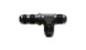 Vibrant black -10AN bulkhead adapter tee fitting with anodized black finish, showcasing the T-shaped design for fluid connections.