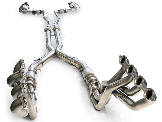 Kooks 10-14 Chevy Camaro SS OEM Style 3-inch cat-back exhaust system, showing polished stainless steel pipes and muffler.