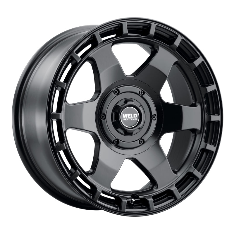 Weld Off-Road Ridge 17x9 satin black cast wheel with 5x114.3/5x127 bolt pattern, ET-12 offset, 78.1mm center bore.