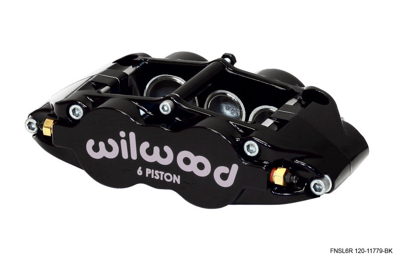 Wilwood Superlite 6R-LH brake caliper in black with 1.62/1.12/1.12-inch pistons for 1.25-inch disc, performance automotive part