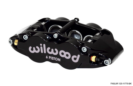 Wilwood Superlite 6R-LH brake caliper in black with 1.62/1.12/1.12-inch pistons for 1.25-inch disc, performance automotive part