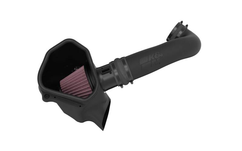 K&N Engineering cold air intake system for 2022-2024 Cadillac CT5 6.2L V8 engine, showing the performance air filter and intake tubing.