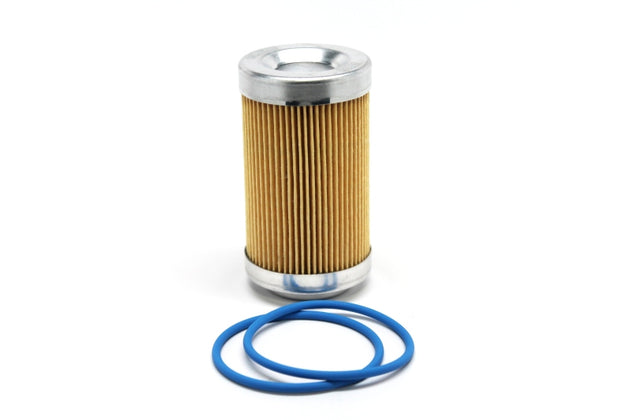 Fuelab 10 Micron Paper Fuel Filter replacement element with 2 O-rings, designed for 3-inch filters, includes installation instructions