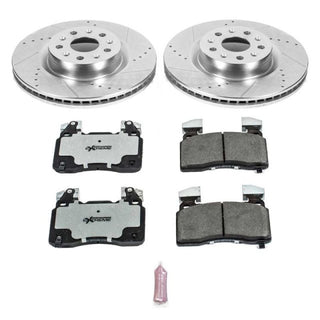 PowerStop Z26 Street Warrior performance brake kit for Cadillac CT6 2016-2018, front brake rotors and calipers.