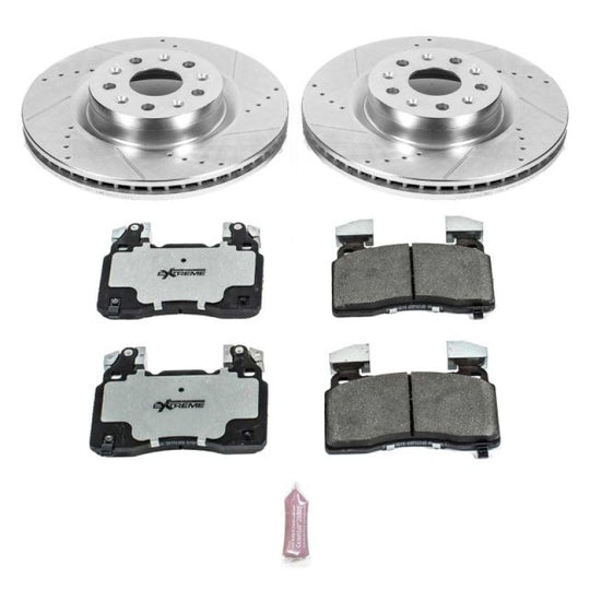PowerStop Z26 Street Warrior brake kit for 2016-2018 Cadillac CT6 front performance brake upgrade with rotors and pads.