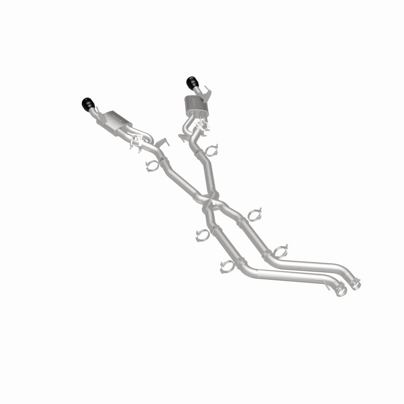 Magnaflow 26+ Dodge Charger 3.0L SPEQ Cat-Back Exhaust System, stainless steel pipes and polished tips, installed on vehicle.