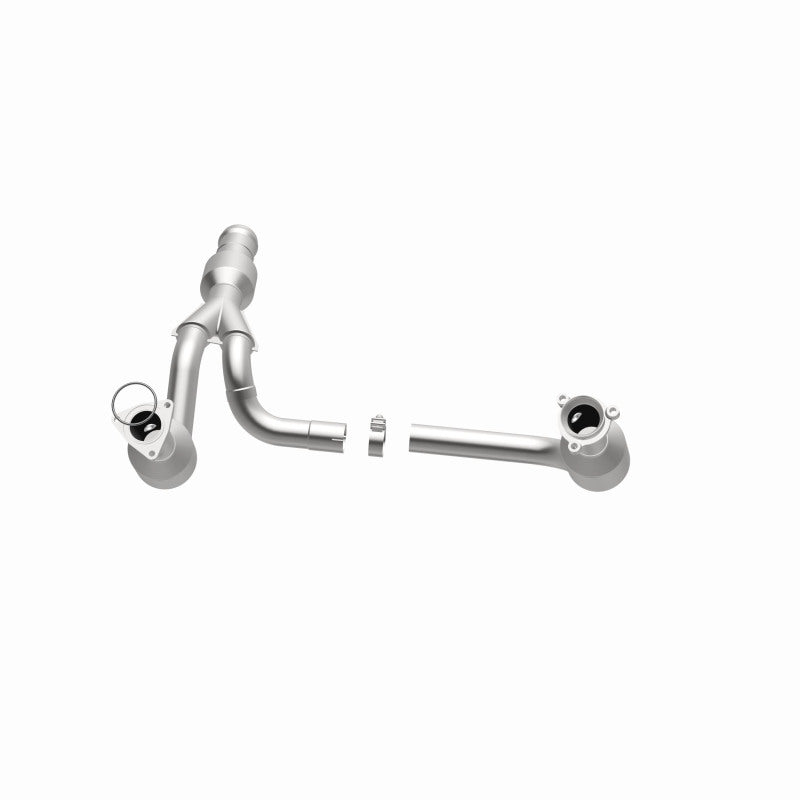 MagnaFlow direct fit catalytic converter for 2015 GMC Yukon XL V8 6.2L engine, showing the metal component with inlet and outlet.