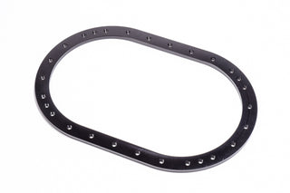 Black anodized Radium Engineering Fuel Cell Nut Ring for fuel tanks, designed for secure mounting and leak prevention.
