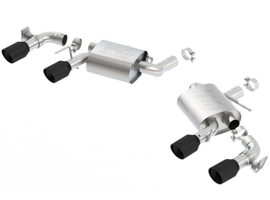 Borla axle back exhaust for 2016 Chevy Camaro V8 SS with dual mode valves and ceramic black finish, rear section with dual exhaust tips