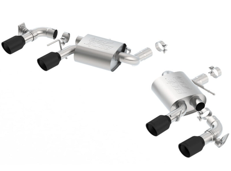 Borla axle back exhaust for 2016 Chevy Camaro V8 SS with dual mode valves and ceramic black finish, rear section with dual exhaust tips