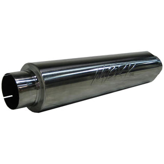 MBRP muffler with 4 inlet/outlet, 24-inch body, 30-inch overall length, T409 stainless steel, designed for vehicle exhaust systems