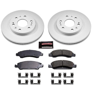 PowerStop Z17 Evolution brake kit for Cadillac Escalade front, performance coated brake components, tailored for 2008-2019 models.