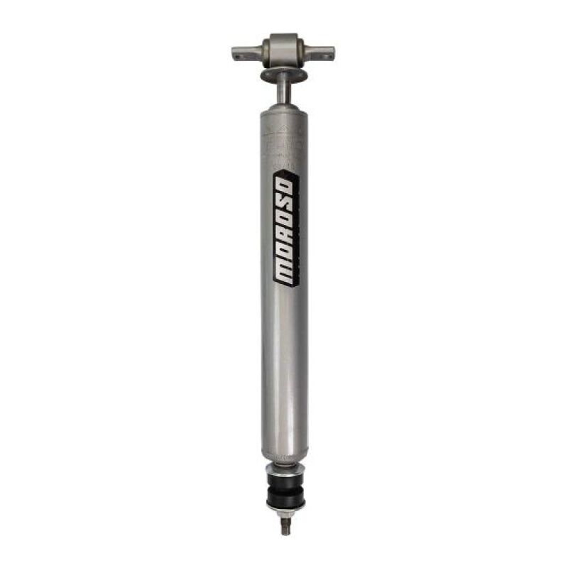 Moroso 70-81 Chevy Camaro and Pontiac Firebird 3-way adjustable rear drag shock absorber, showing its metallic and adjustable features.