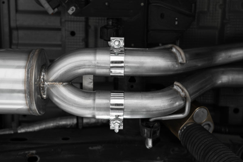 MBRP catback exhaust system for Chevrolet Silverado and GMC Sierra ZR2/AT4X 6.2L, featuring a 2.5-inch turn-down pipe and 3-inch diameter.
