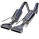 MBRP dual muffler axle back exhaust with rectangular tips installed on a 2005-2008 Chevy Corvette, showcasing polished metal tips.