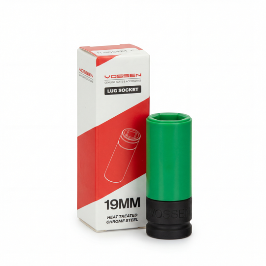 Vossen 19mm lug nut socket with protective sleeve for secure removal and installation of wheel lug nuts.