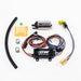 DeatschWerks DW440 440lph brushless fuel pump with dual speed controller, shown installed in a vehicle's fuel system.