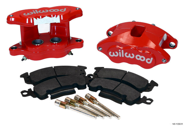 Wilwood D52 rear caliper kit with red finish, 1.25-inch pistons, designed for 1.28-inch rotors, part of big brake kits.
